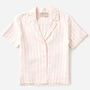 EVERLANE linen shirt, pink/white striped, 4
